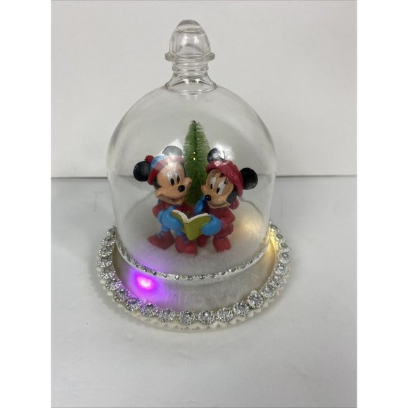 Disney MICKEY MINNIE MOUSE GEMMY MUSICAL LIGHTED GLOBE LIGHTS UP CAROLS CAROLING - Picture 4 of 13